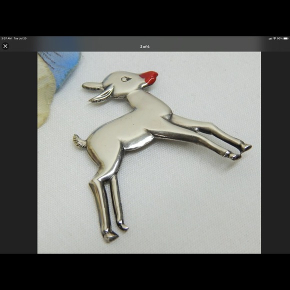 Vintage RARE FIND EUC 925 Rudolph the Red Nose Broach Sweet - Picture 2 of 3